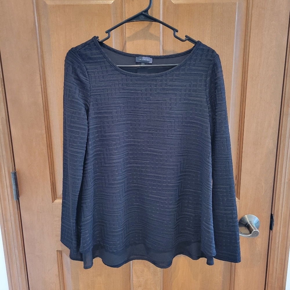 The Limited Black Layered Geometric Long Sleeve Top Size Small